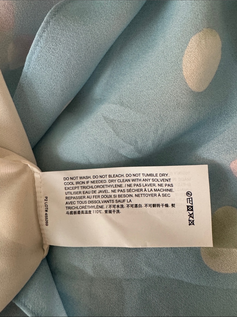 Theory- Light Blue Silk Dress with White, Mauve and Muted Pink Pint - Picture 8 of 9